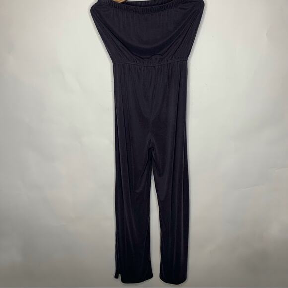 Grey Jersey Strapless Jumpsuit Sz Small Casual Beach - Picture 6 of 10
